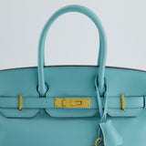 Hermès Birkin 30cm Retourne Bag in Bleu Atoll Epsom Leather and Gold Hardware