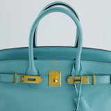 Hermès Birkin 30cm Retourne Bag in Bleu Atoll Epsom Leather and Gold Hardware