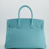 Hermès Birkin 30cm Retourne Bag in Bleu Atoll Epsom Leather and Gold Hardware