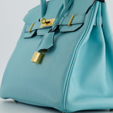 Hermès Birkin 30cm Retourne Bag in Bleu Atoll Epsom Leather and Gold Hardware