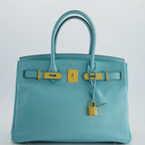 Hermès Birkin 30cm Retourne Bag in Bleu Atoll Epsom Leather and Gold Hardware