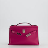 Hermès Kelly Pochette in Rose Pourpre Swift Leather with Palladium Hardware