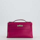 Hermès Kelly Pochette in Rose Pourpre Swift Leather with Palladium Hardware