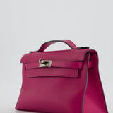 Hermès Kelly Pochette in Rose Pourpre Swift Leather with Palladium Hardware