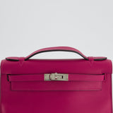 Hermès Kelly Pochette in Rose Pourpre Swift Leather with Palladium Hardware