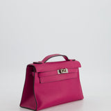 Hermès Kelly Pochette in Rose Pourpre Swift Leather with Palladium Hardware