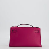 Hermès Kelly Pochette in Rose Pourpre Swift Leather with Palladium Hardware