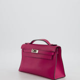 Hermès Kelly Pochette in Rose Pourpre Swift Leather with Palladium Hardware