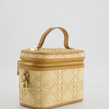 Christian Dior 2021 Beige Lady Small Vanity Case Bag in Raffia & Leather with Gold Hardware