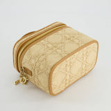 Christian Dior 2021 Beige Lady Small Vanity Case Bag in Raffia & Leather with Gold Hardware