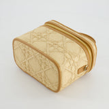 Christian Dior 2021 Beige Lady Small Vanity Case Bag in Raffia & Leather with Gold Hardware