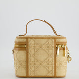 Christian Dior 2021 Beige Lady Small Vanity Case Bag in Raffia & Leather with Gold Hardware