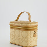 Christian Dior 2021 Beige Lady Small Vanity Case Bag in Raffia & Leather with Gold Hardware