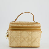 Christian Dior 2021 Beige Lady Small Vanity Case Bag in Raffia & Leather with Gold Hardware