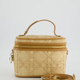 Christian Dior 2021 Beige Lady Small Vanity Case Bag in Raffia & Leather with Gold Hardware