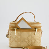 Christian Dior 2021 Beige Lady Small Vanity Case Bag in Raffia & Leather with Gold Hardware