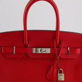 Hermès Birkin 30cm Retourne Bag in Rouge De Coeur Epsom Leather and Palladium Hardware