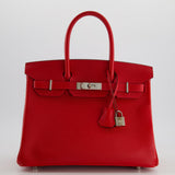 Hermès Birkin 30cm Retourne Bag in Rouge De Coeur Epsom Leather and Palladium Hardware