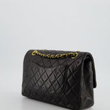 Chanel Black Medium Vintage Double Flap Bag In Lambskin Leather with 24K Gold Hardware