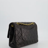 Chanel Black Medium Vintage Double Flap Bag In Lambskin Leather with 24K Gold Hardware