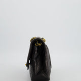 Chanel Black Medium Vintage Double Flap Bag In Lambskin Leather with 24K Gold Hardware