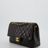 Chanel Black Medium Vintage Double Flap Bag In Lambskin Leather with 24K Gold Hardware