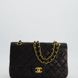 Chanel Black Medium Vintage Double Flap Bag In Lambskin Leather with 24K Gold Hardware