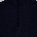 Loro Piana Menswear Navy Diagonal Striped Long Sleeve Jumper with Quarter Zip Detail IT 46 (UK 36)