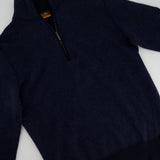 Loro Piana Menswear Navy Diagonal Striped Long Sleeve Jumper with Quarter Zip Detail IT 46 (UK 36)