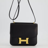 Hermès Constance Mini 18cm in Black Swift Leather with Gold Hardware