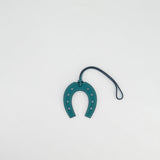 Hermès Swift Paddock Horseshoe Bag Charm in Malachite and Bleu Atoll