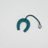 Hermès Swift Paddock Horseshoe Bag Charm in Malachite and Bleu Atoll