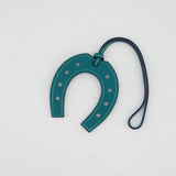 Hermès Swift Paddock Horseshoe Bag Charm in Malachite and Bleu Atoll