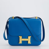 Hermès Constance 24cm Bag in Bleu Mykonos Evercolour Leather with Gold Hardware