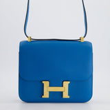 Hermès Constance 24cm Bag in Bleu Mykonos Evercolour Leather with Gold Hardware