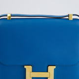 Hermès Constance 24cm Bag in Bleu Mykonos Evercolour Leather with Gold Hardware