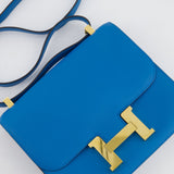 Hermès Constance 24cm Bag in Bleu Mykonos Evercolour Leather with Gold Hardware