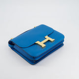 Hermès Constance 24cm Bag in Bleu Mykonos Evercolour Leather with Gold Hardware