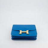 Hermès Constance 24cm Bag in Bleu Mykonos Evercolour Leather with Gold Hardware