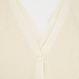 Hermès Cream Rib Knit Long Sleeve V-Neck Cardigan with Front and Back Buttons Size FR 40 (UK 12)