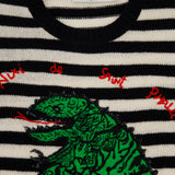 Christian Dior Black and White Striped Cashmere Jumper with Green Dragon Detail Size FR 36 (UK 8)RRP 2500£