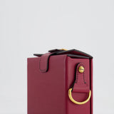 Christian Dior Burgundy Leather Dior Addict Box with Antique Gold Hardware