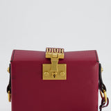 Christian Dior Burgundy Leather Dior Addict Box with Antique Gold Hardware