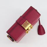 Christian Dior Burgundy Leather Dior Addict Box with Antique Gold Hardware