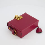 Christian Dior Burgundy Leather Dior Addict Box with Antique Gold Hardware