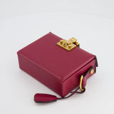 Christian Dior Burgundy Leather Dior Addict Box with Antique Gold Hardware