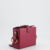 Christian Dior Burgundy Leather Dior Addict Box with Antique Gold Hardware