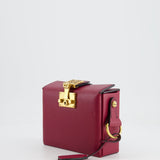 Christian Dior Burgundy Leather Dior Addict Box with Antique Gold Hardware