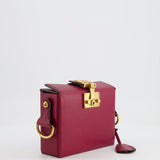 Christian Dior Burgundy Leather Dior Addict Box with Antique Gold Hardware