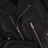 Christian Dior Black Leather Biker Jacket with Silver Zip Detail and Stitch Logo FR 40 (UK 12)